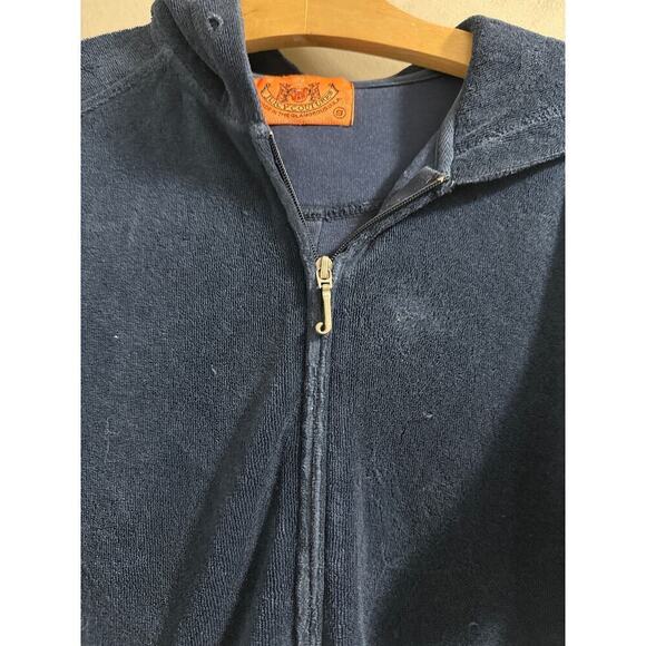 🔴Juicy Couture‎ navy terry cloth short sleeve hoodie size Small y2k - Picture 4 of 10